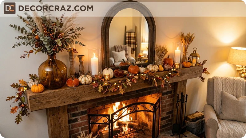 Decorate the Fireplace and Mantel for Fall