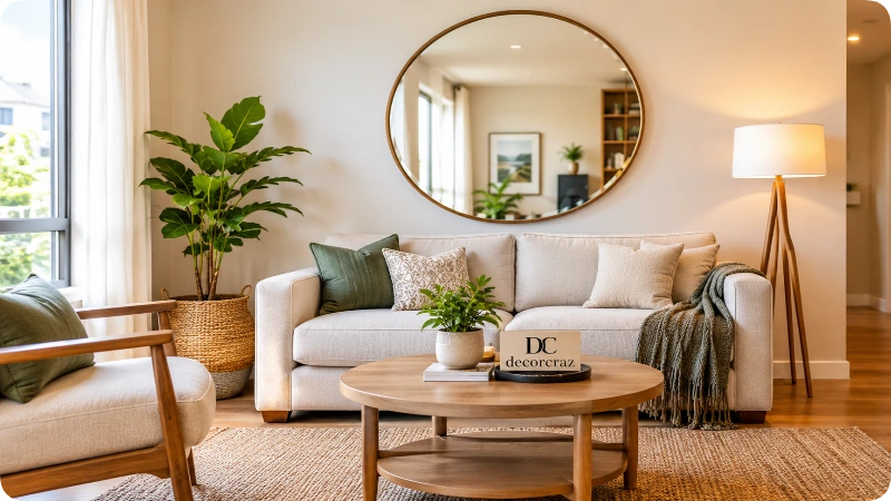 Large Mirror to Open Up a Small Living Room