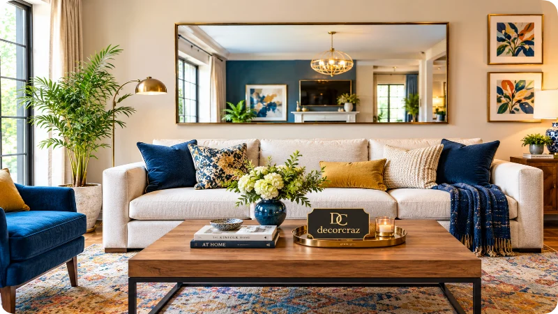 Oversized Mirror Above the Sofa