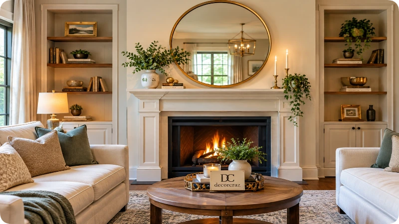 Statement Mirror Above the Fireplace