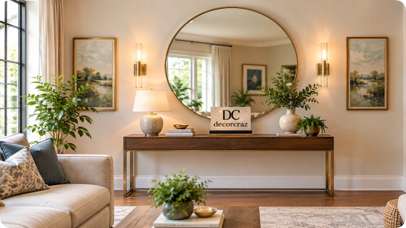 Style the Wall Around a Living Room Mirror