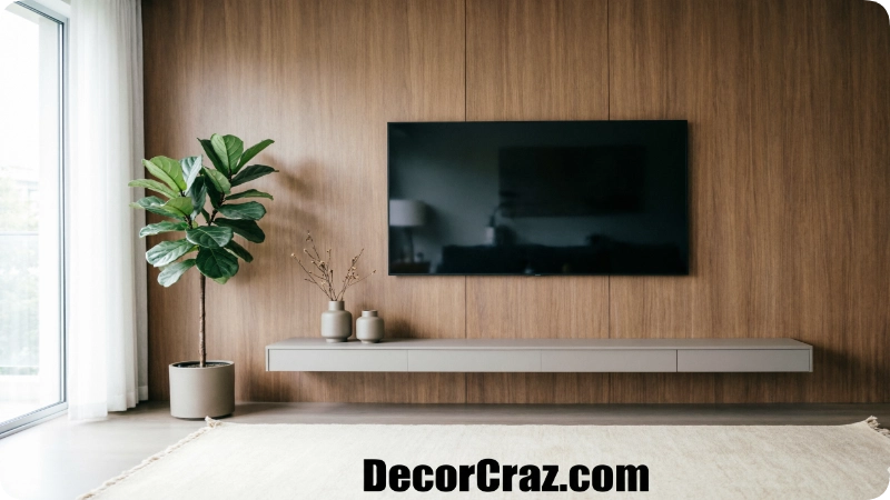 Warm Wood Panel Tv Wall