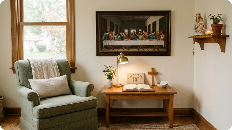 Last Supper Wall Decor in a Prayer Corner
