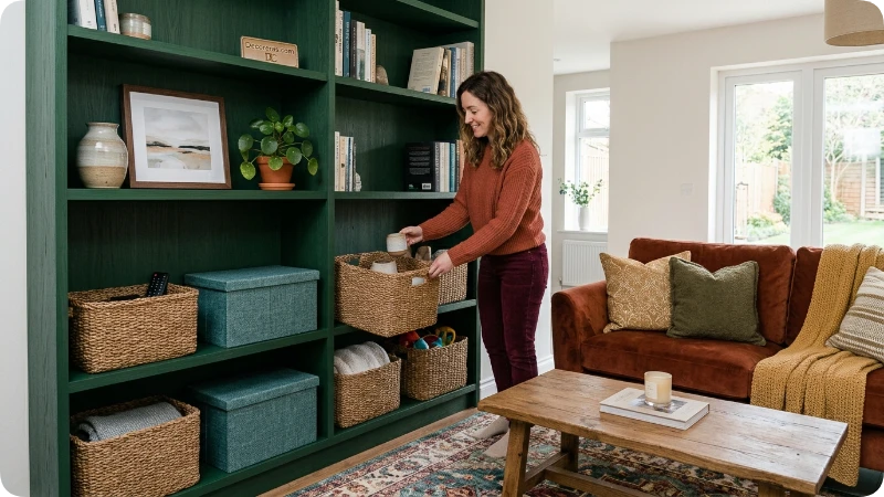 Use Baskets and Decorative Boxes for Hidden Storage